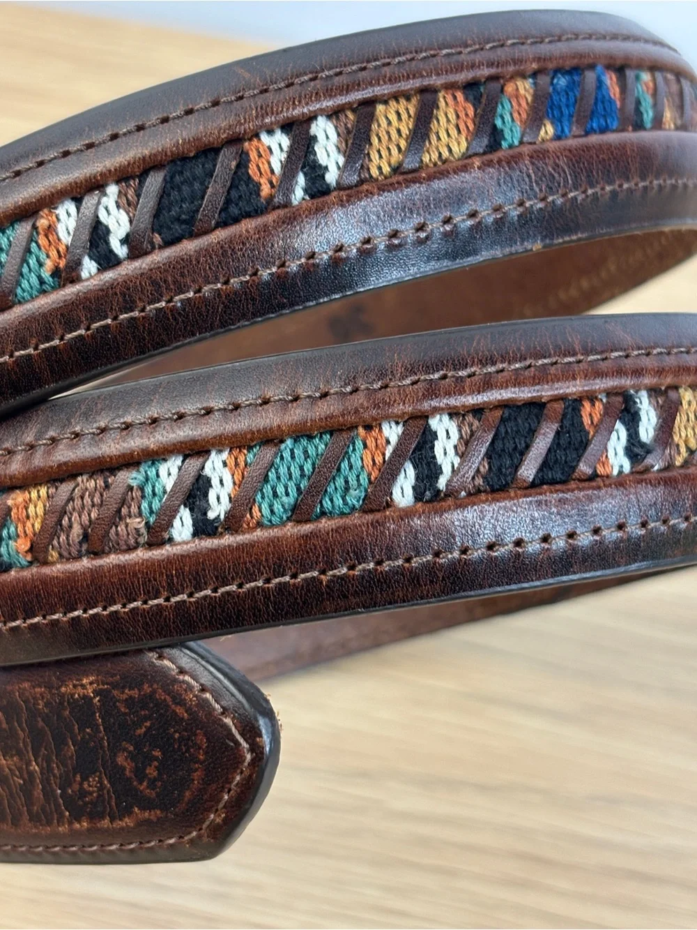VTG Columbia Sportswear Colorful Southwestern/Aztec Woven Textile Inlay Belt